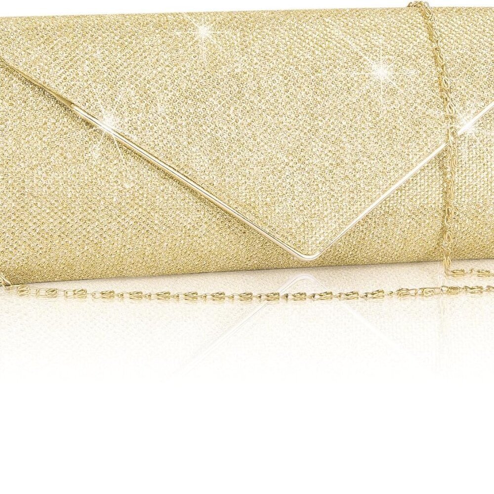 Clutch Purses for Women, Sparkling Envelope Evening Bag with Detachable Chain